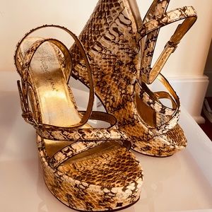 Dolce & Gabbana Snakeskin Platform Wedge Shoes, Animal Print & Strap Size 10
